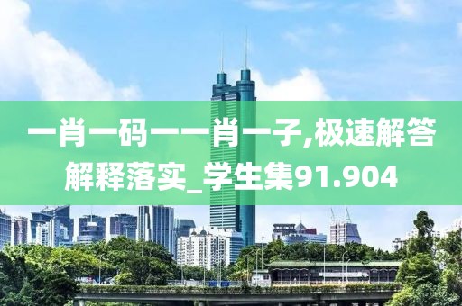 一肖一码一一肖一子,极速解答解释落实_学生集91.904