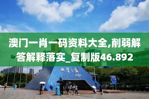 澳门一肖一码资料大全,削弱解答解释落实_复制版46.892