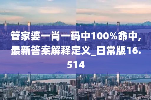 管家婆一肖一码中100%命中,最新答案解释定义_日常版16.514