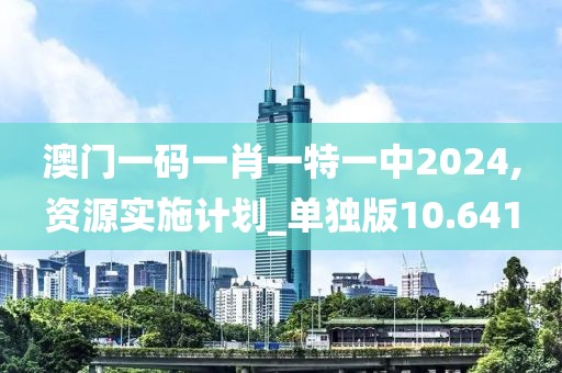 澳门一码一肖一特一中2024,资源实施计划_单独版10.641