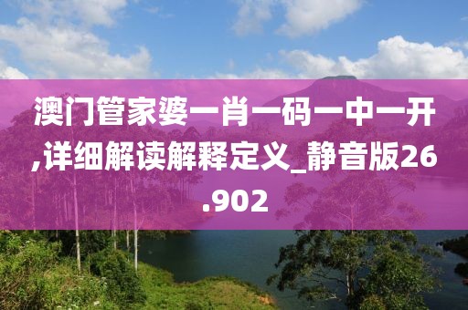 澳门管家婆一肖一码一中一开,详细解读解释定义_静音版26.902