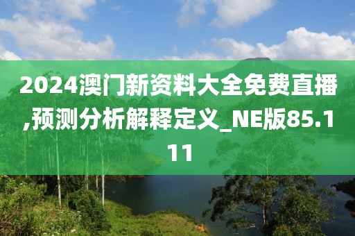 2024澳门新资料大全免费直播,预测分析解释定义_NE版85.111