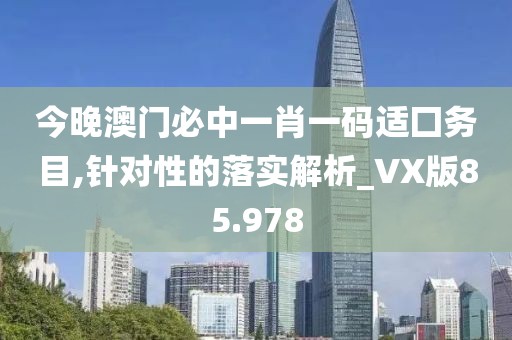 今晚澳门必中一肖一码适囗务目,针对性的落实解析_VX版85.978