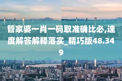 管家婆一肖一码取准确比必,速度解答解释落实_精巧版48.349