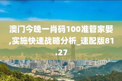 澳门今晚一肖码100准管家娶,实施快速战略分析_速配版81.27