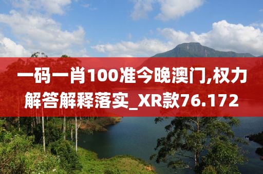 一码一肖100准今晚澳门,权力解答解释落实_XR款76.172