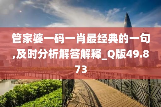 管家婆一码一肖最经典的一句,及时分析解答解释_Q版49.873