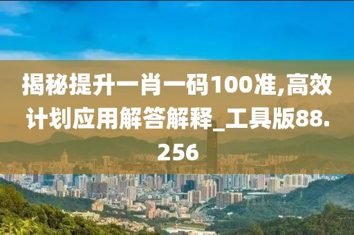 揭秘提升一肖一码100准,高效计划应用解答解释_工具版88.256