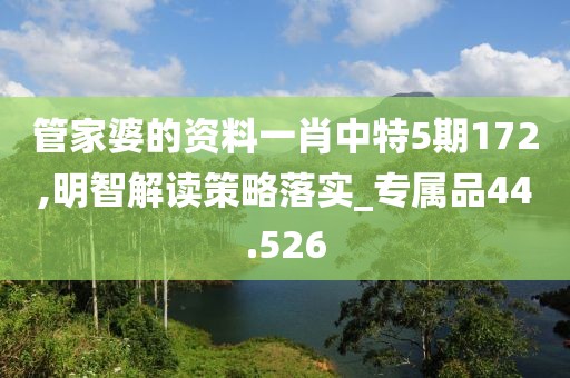 管家婆的资料一肖中特5期172,明智解读策略落实_专属品44.526