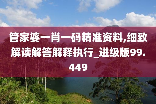 管家婆一肖一码精准资料,细致解读解答解释执行_进级版99.449