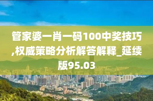 管家婆一肖一码100中奖技巧,权威策略分析解答解释_延续版95.03