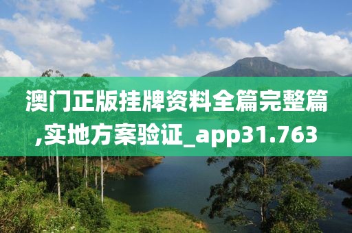 澳门正版挂牌资料全篇完整篇,实地方案验证_app31.763