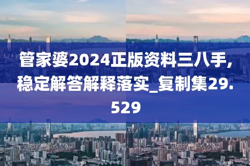 管家婆2024正版资料三八手,稳定解答解释落实_复制集29.529