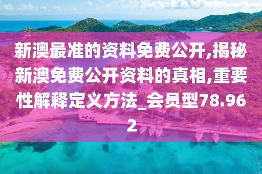 新澳最准的资料免费公开,揭秘新澳免费公开资料的真相,重要性解释定义方法_会员型78.962