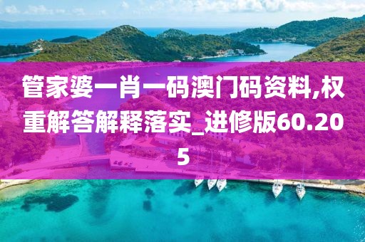 管家婆一肖一码澳门码资料,权重解答解释落实_进修版60.205