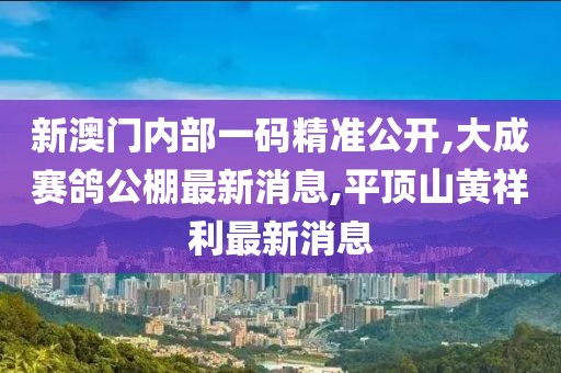 新澳门内部一码精准公开,大成赛鸽公棚最新消息,平顶山黄祥利最新消息