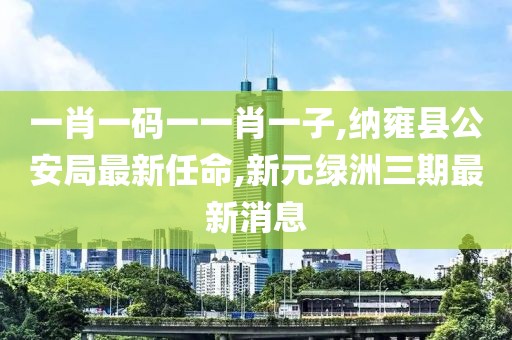 一肖一码一一肖一子,纳雍县公安局最新任命,新元绿洲三期最新消息