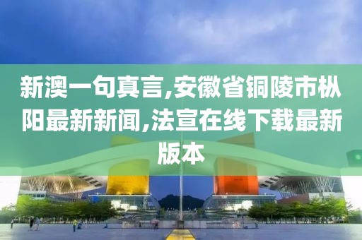 新澳一句真言,安徽省铜陵市枞阳最新新闻,法宣在线下载最新版本