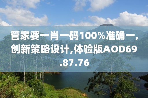 管家婆一肖一码100%准确一,创新策略设计,体验版AOD69.87.76