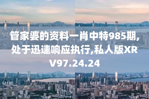 管家婆的资料一肖中特985期,处于迅速响应执行,私人版XRV97.24.24