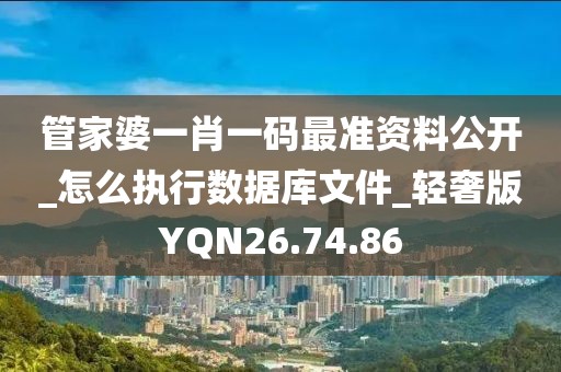 管家婆一肖一码最准资料公开_怎么执行数据库文件_轻奢版YQN26.74.86