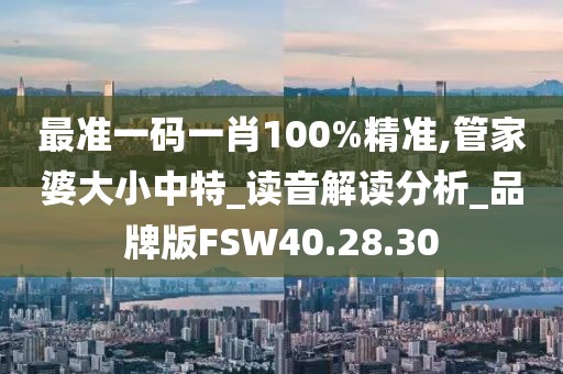 最准一码一肖100%精准,管家婆大小中特_读音解读分析_品牌版FSW40.28.30