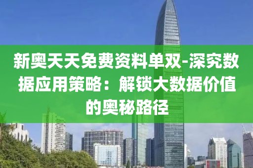 新奥天天免费资料单双-深究数据应用策略：解锁大数据价值的奥秘路径