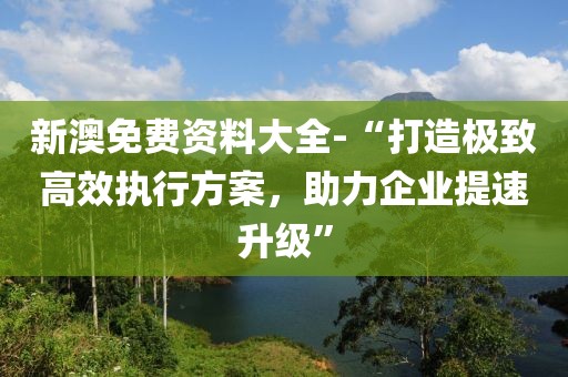 新澳免费资料大全-“打造极致高效执行方案，助力企业提速升级”