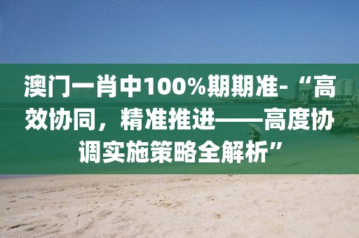 澳门一肖中100%期期准-“高效协同，精准推进——高度协调实施策略全解析”