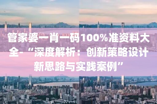 管家婆一肖一码100%准资料大全-“深度解析：创新策略设计新思路与实践案例”