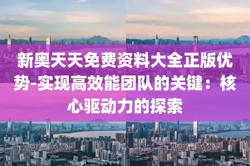 新奥天天免费资料大全正版优势-实现高效能团队的关键：核心驱动力的探索