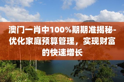 澳门一肖中100%期期准揭秘-优化家庭预算管理，实现财富的快速增长