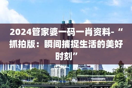 2024管家婆一码一肖资料-“抓拍版：瞬间捕捉生活的美好时刻”