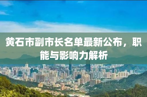 黄石市副市长名单最新公布，职能与影响力解析