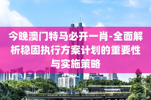 今晚澳门特马必开一肖-全面解析稳固执行方案计划的重要性与实施策略