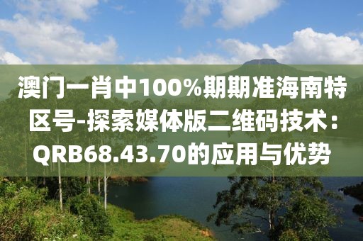 澳门一肖中100%期期准海南特区号-探索媒体版二维码技术：QRB68.43.70的应用与优势