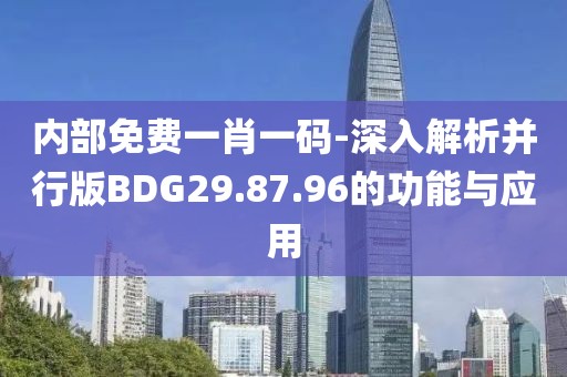 内部免费一肖一码-深入解析并行版BDG29.87.96的功能与应用