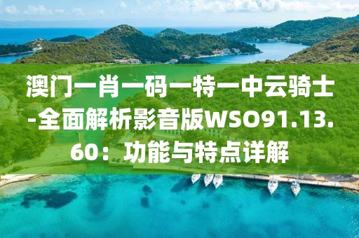 澳门一肖一码一特一中云骑士-全面解析影音版WSO91.13.60：功能与特点详解