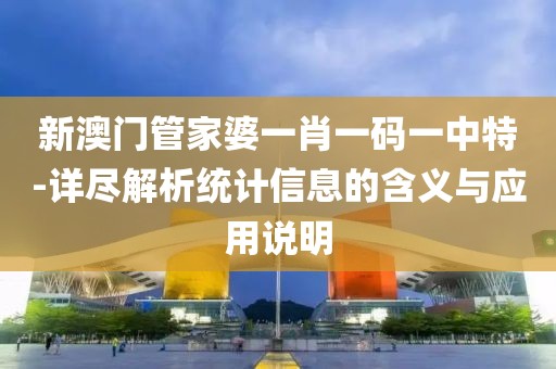 新澳门管家婆一肖一码一中特-详尽解析统计信息的含义与应用说明