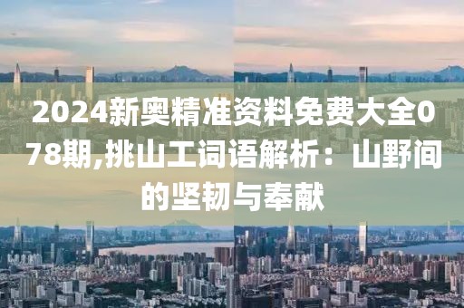 2024新奥精准资料免费大全078期,挑山工词语解析：山野间的坚韧与奉献