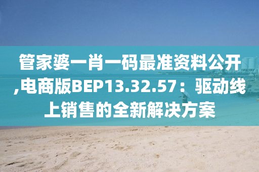 管家婆一肖一码最准资料公开,电商版BEP13.32.57：驱动线上销售的全新解决方案