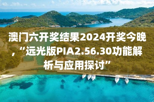 澳门六开奖结果2024开奖今晚,“远光版PIA2.56.30功能解析与应用探讨”