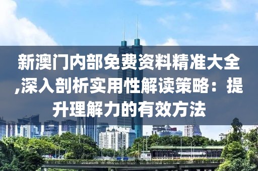 新澳门内部免费资料精准大全,深入剖析实用性解读策略：提升理解力的有效方法