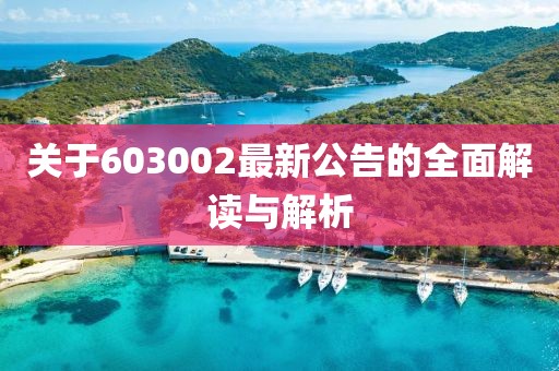 关于603002最新公告的全面解读与解析