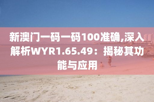 新澳门一码一码100准确,深入解析WYR1.65.49：揭秘其功能与应用