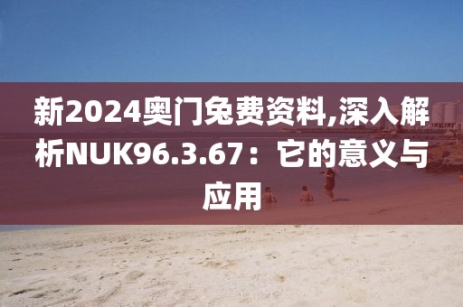 新2024奥门兔费资料,深入解析NUK96.3.67：它的意义与应用