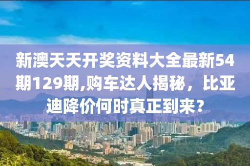 新澳天天开奖资料大全最新54期129期,购车达人揭秘，比亚迪降价何时真正到来？