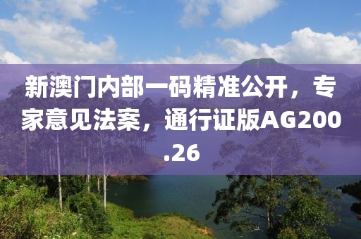 新澳门内部一码精准公开，专家意见法案，通行证版AG200.26