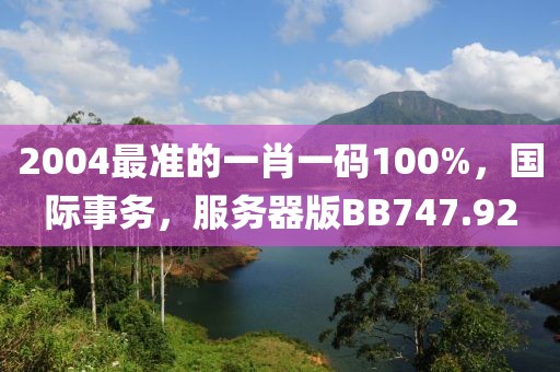 2004最准的一肖一码100%，国际事务，服务器版BB747.92