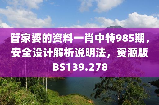 管家婆的资料一肖中特985期，安全设计解析说明法，资源版BS139.278